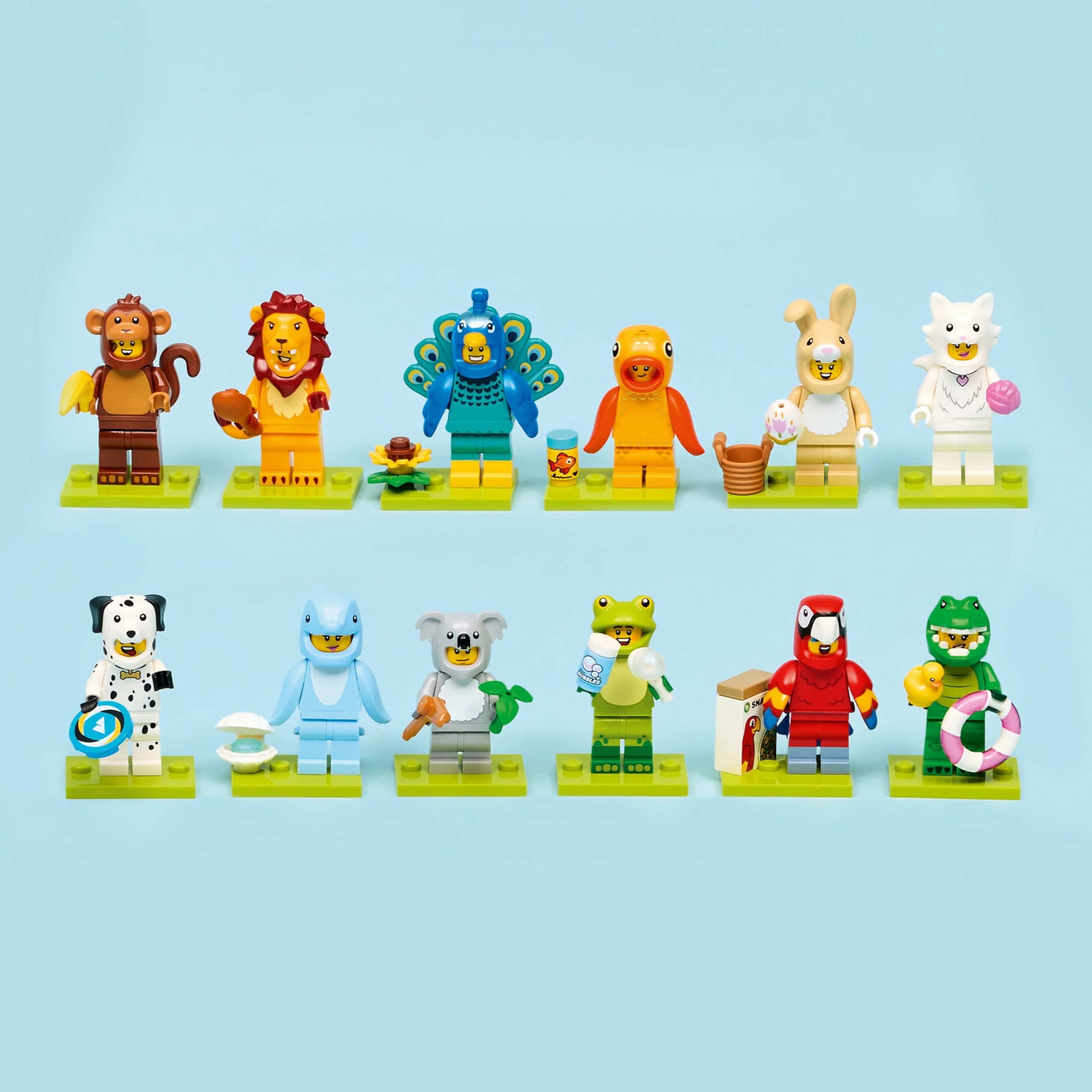 LEGO Minifigures Hayvanlar Seri 28 71051 – 5 Yaş ve Üzeri Çocuklar için Papağan, Aslan ve Sevimli Tavşan Dahil 12 Sürpriz Minifigürden 1'ini İçeren Yaratıcı Oyuncak Yapım Seti, Hediye Fikri (7 Parça)