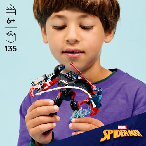 LEGO Marvel Miles Morales Robotu, Örümcek Adam 2099’a Karşı 76337-6 Yaş Üzeri Kız ve Erkek Çocuklar için 2 Minifigür İçeren Yaratıcı Oyuncak Yapım Seti, Rol Yapma Oyuncağı, Hediye Fikri (135 Parça)