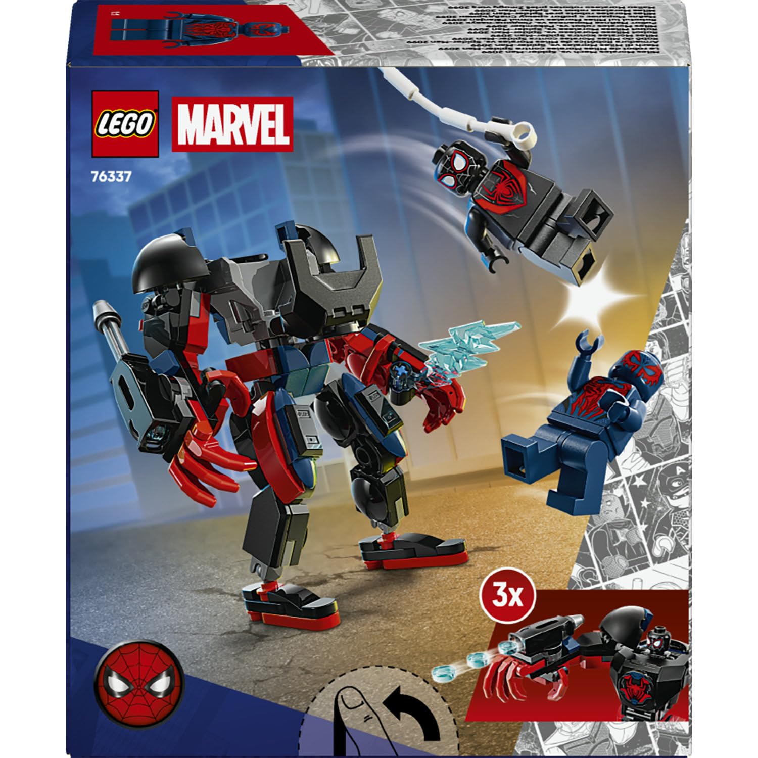 LEGO Marvel Miles Morales Robotu, Örümcek Adam 2099’a Karşı 76337-6 Yaş Üzeri Kız ve Erkek Çocuklar için 2 Minifigür İçeren Yaratıcı Oyuncak Yapım Seti, Rol Yapma Oyuncağı, Hediye Fikri (135 Parça)