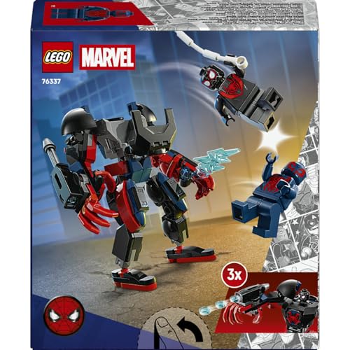 LEGO Marvel Miles Morales Robotu, Örümcek Adam 2099’a Karşı 76337-6 Yaş Üzeri Kız ve Erkek Çocuklar için 2 Minifigür İçeren Yaratıcı Oyuncak Yapım Seti, Rol Yapma Oyuncağı, Hediye Fikri (135 Parça)