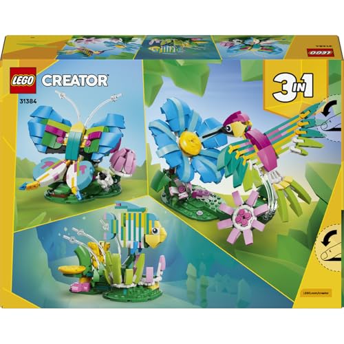 LEGO Creator 3’ü 1 Arada Vahşi Hayvanlar: Renkli Sinek Kuşu 31384 – 8 Yaş ve Üzeri Çocuklar için Kelebek veya Balığa Dönüşebilen Yaratıcı Oyuncak Yapım Seti, Dekoratif Hediye Fikri (312 Parça)
