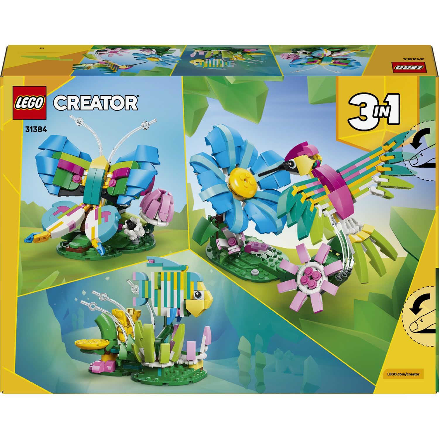 LEGO Creator 3’ü 1 Arada Vahşi Hayvanlar: Renkli Sinek Kuşu 31384 – 8 Yaş ve Üzeri Çocuklar için Kelebek veya Balığa Dönüşebilen Yaratıcı Oyuncak Yapım Seti, Dekoratif Hediye Fikri (312 Parça)