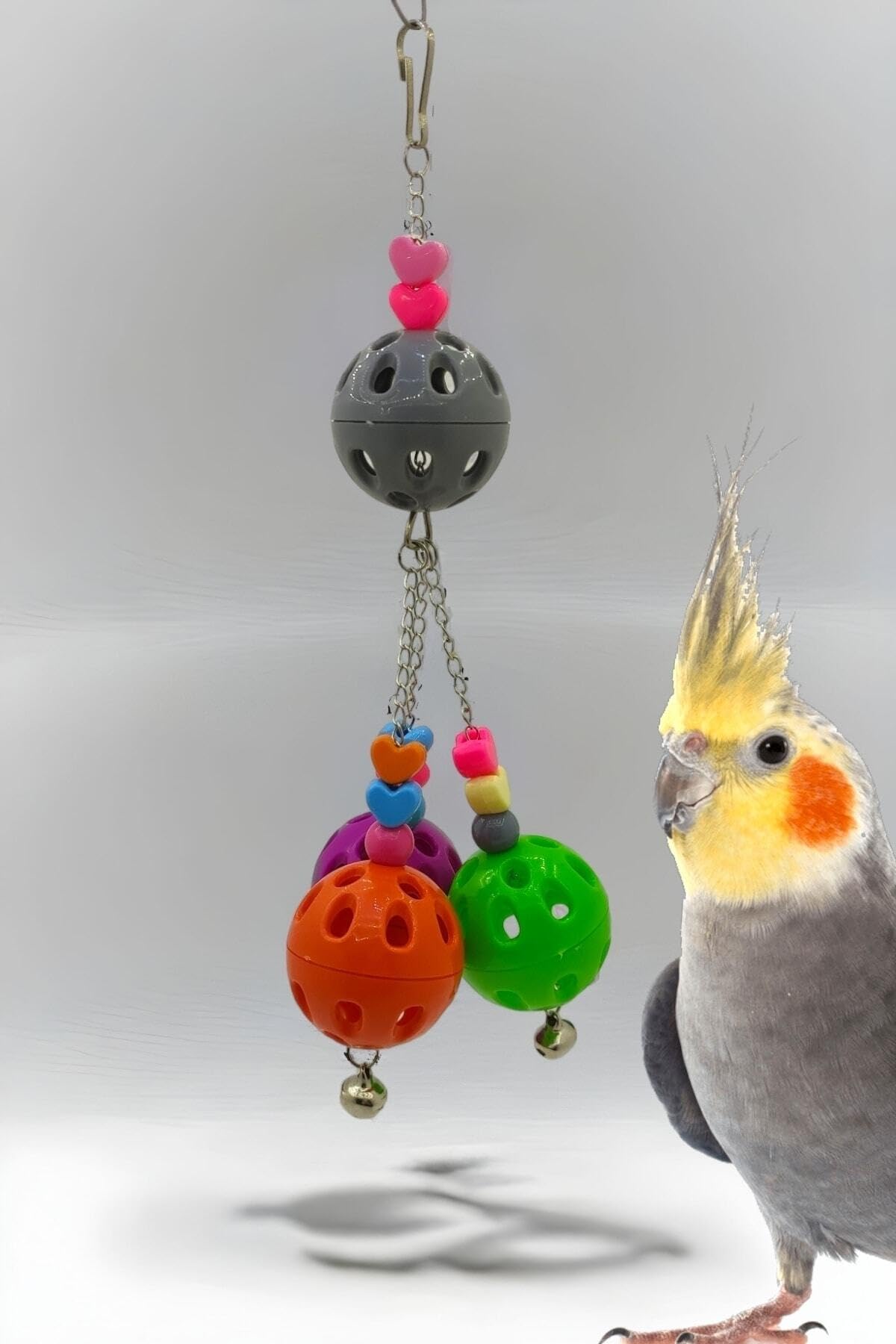 Ozzipetshop Sultan Papağanı Zilli Top Oyuncağı 25 Cm - Eğlenceli Kuş Aktivite Oyuncak