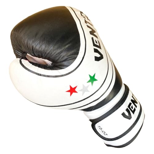 Vento Fury Hakiki Deri Boks ve Kick Boks Eldiveni Siyah Beyaz (Siyah - Beyaz, 10 oz)