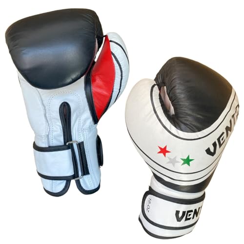Vento Fury Hakiki Deri Boks ve Kick Boks Eldiveni Siyah Beyaz (Siyah - Beyaz, 10 oz)