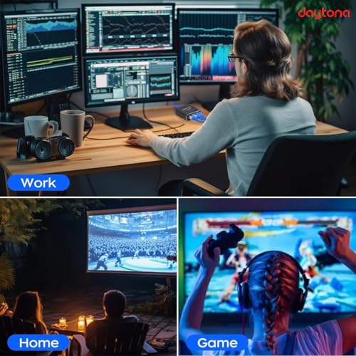 Daytona ZR889 1000Mbps İnternet Hızı, Cat 8, Cat 7, Cat 6 Için Type C Güç Kablosu ile RJ45 Network Splitter Bilgisayarlar, TV'ler, Yönlendiriciler Için Adaptör 1to4