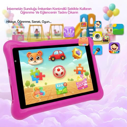 NPO NPK01Pro 8" 1280x800 IPS Ekran 4GB 64GB Android14 A523 2.0GHz Antişok Kılıf Çocuk Tableti Pembe