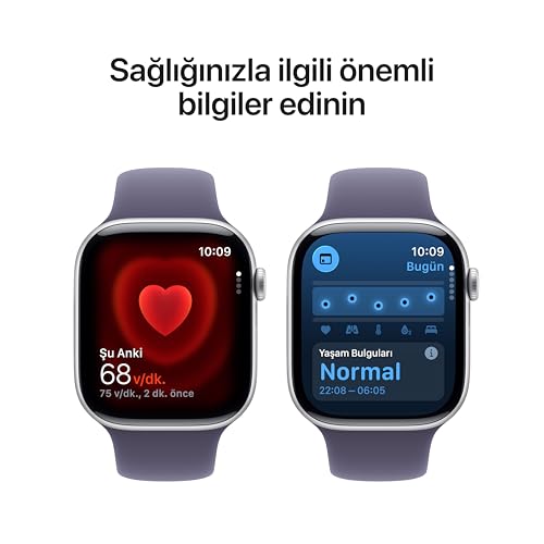 Apple Watch Series 11 GPS 42 mm Gümüş Rengi Alüminyum Kasa Akıllı Saat ve Sis Moru Spor Kordon - S/M