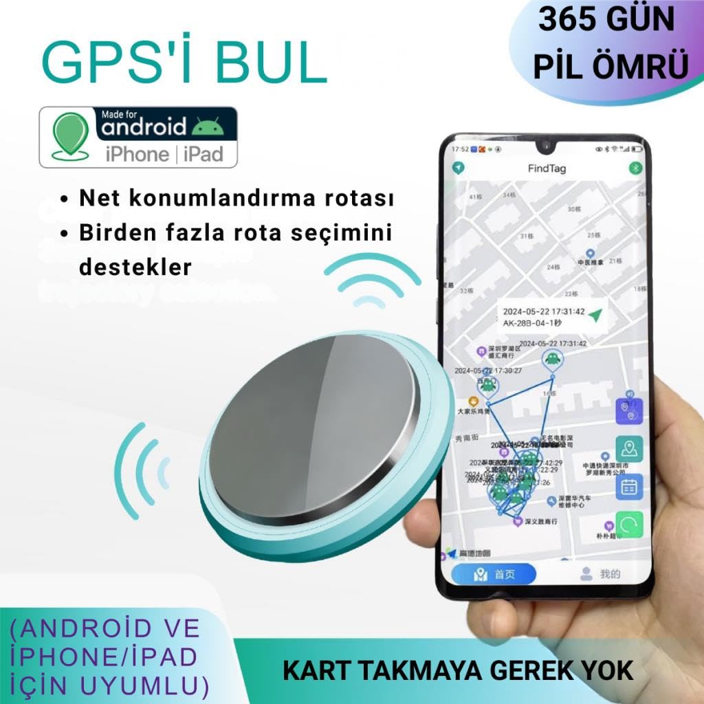 Coofbe Yeni Nesil Tüm Telefonlara Uyumlu İos ve Andoid İle Uyumlu Akıllı Takip Cihazı Tag Takip Gps