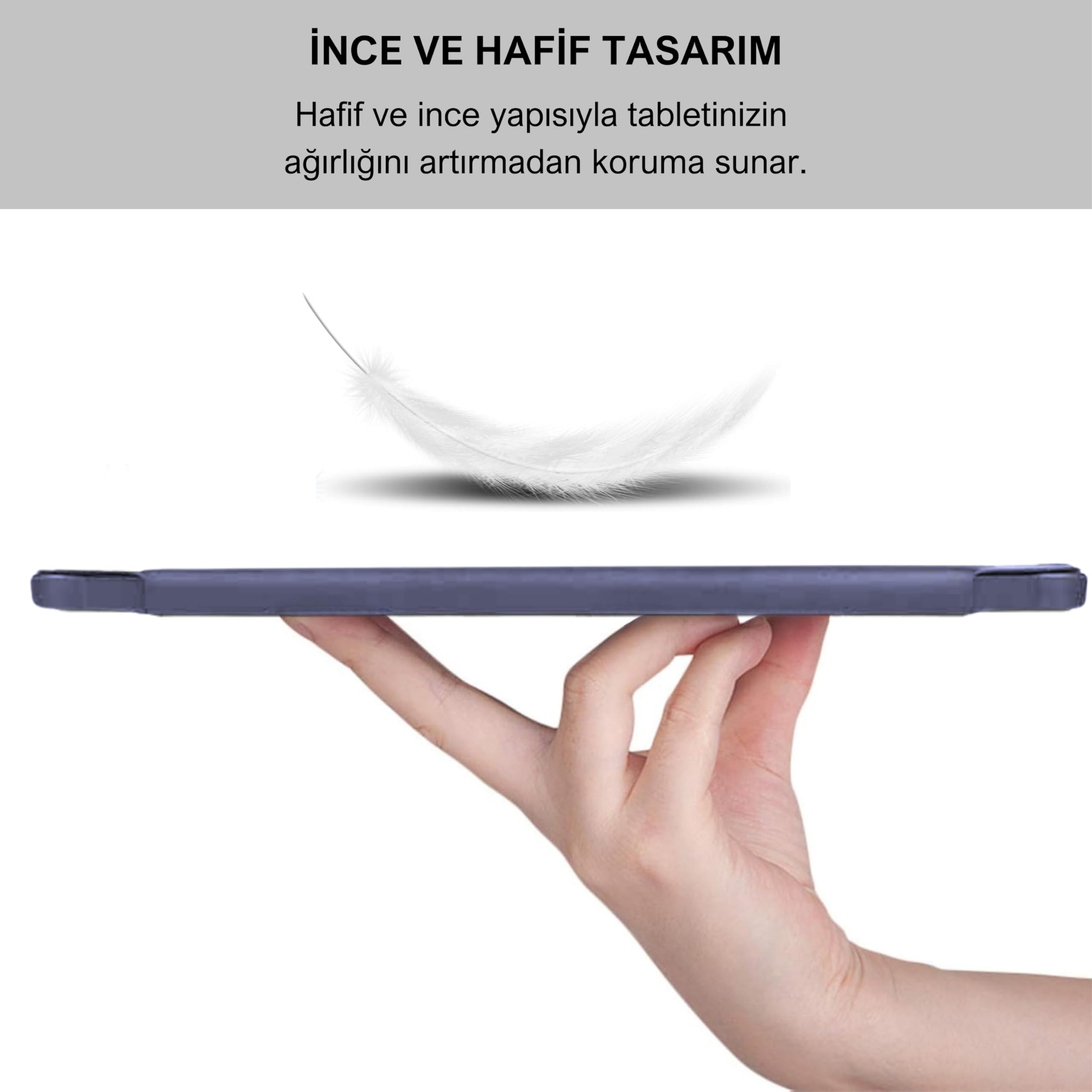 Klasse Samsung Galaxy Tab S9+ FE Plus 12.4 inç Uyumlu Smart Kılıf, S Pen Kalemlikli, Trifold, Esnek, Mat, Origami, Darbeye Tam Dayanıklı Tablet Kılıfı (Lila)