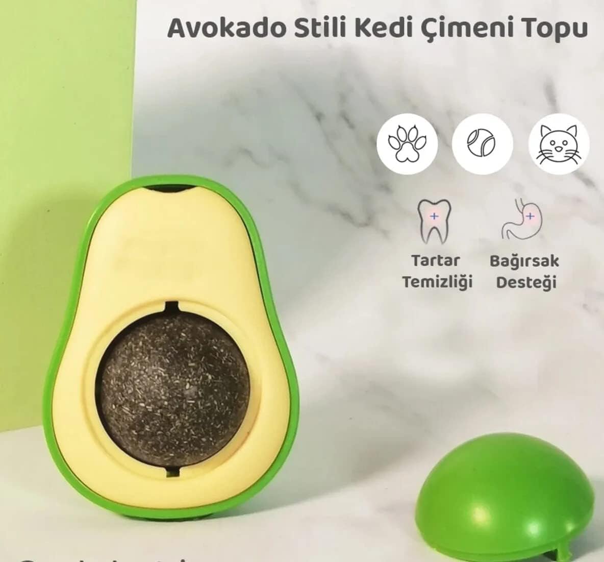 MADPET Avokado Kedi Nanesi Oyuncağı – Yapışkanlı Catnip Topu ile Kediler İçin Çiğneme ve Stres Azaltıcı Oyun – Doğal Kedi Otu ile Diş Sağlığına Destek – Eğlenceli Evcil Kedi Oyuncağı – 3’lü Set