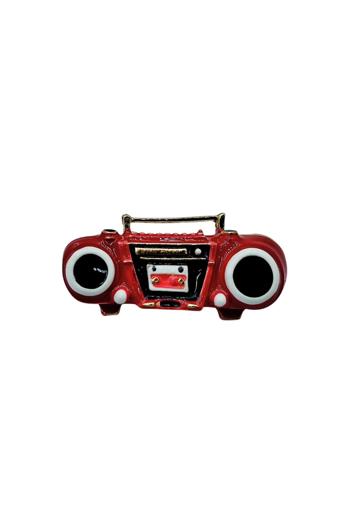 Retro Kırmızı Boombox Radyo Tasarım Broş – Vintage Müzik Severler İçin Şık Aksesuar