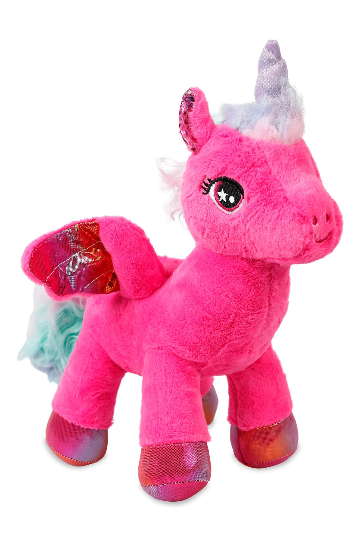 Hediyecik Peluş Kanatlı Unicorn At Pony Oyuncak 35 Cm, Fuşya