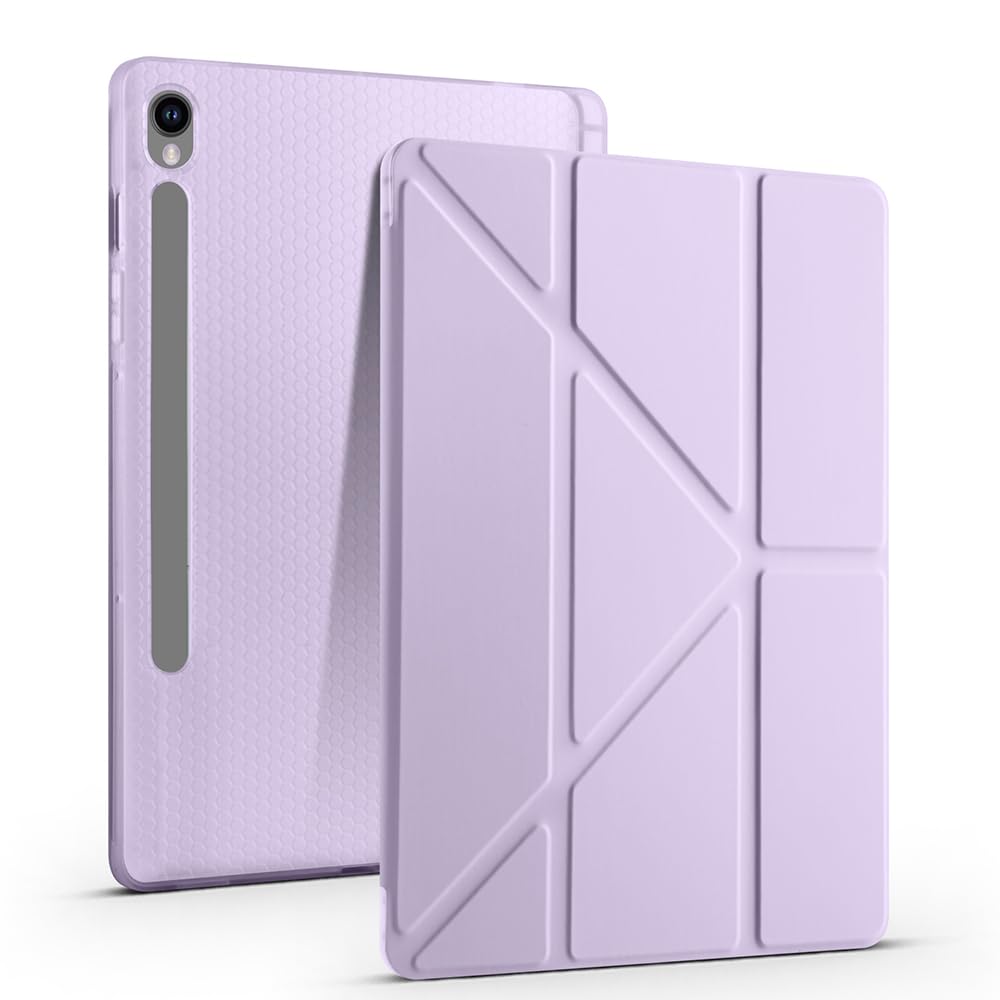 Kilifplus Samsung Galaxy Tab S10 Lite ile Uyumlu Kılıf Tri Folding Silikon Kalem Bölmeli Katlanabilir Standlı PU Deri Yumuşak Kapak, Tablet Kılıfı [Akıllı Kapak, Uyku Modlu] - Lila