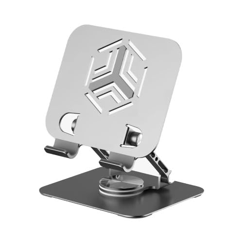 Tablet Standı 360 Derece Dönebilen Tablet Stand Katlanabilir Metal Macbook Standı Notebook Laptop Tutucu Standı Tablet ve Telefon Tutucu Stant Tablet Tutucu Metal (Açık Gri) (360 DERECE)