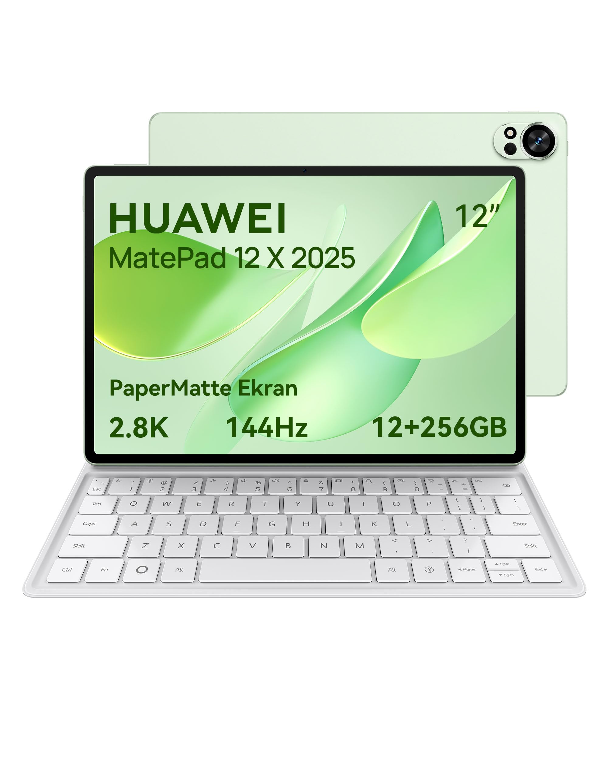 HUAWEI MatePad 12 X 2025 Yeni Tablet, 2.8K, 144 Hz, 1000 nit, 12 inç Ultra Net PaperMatte Ekran, 12+256 GB, 10.100 mAh Pil, 66 W SuperCharge, WiFi 7, HUAWEI Notes, Ultra Hafif Klavye, Yeşil Kalemsiz