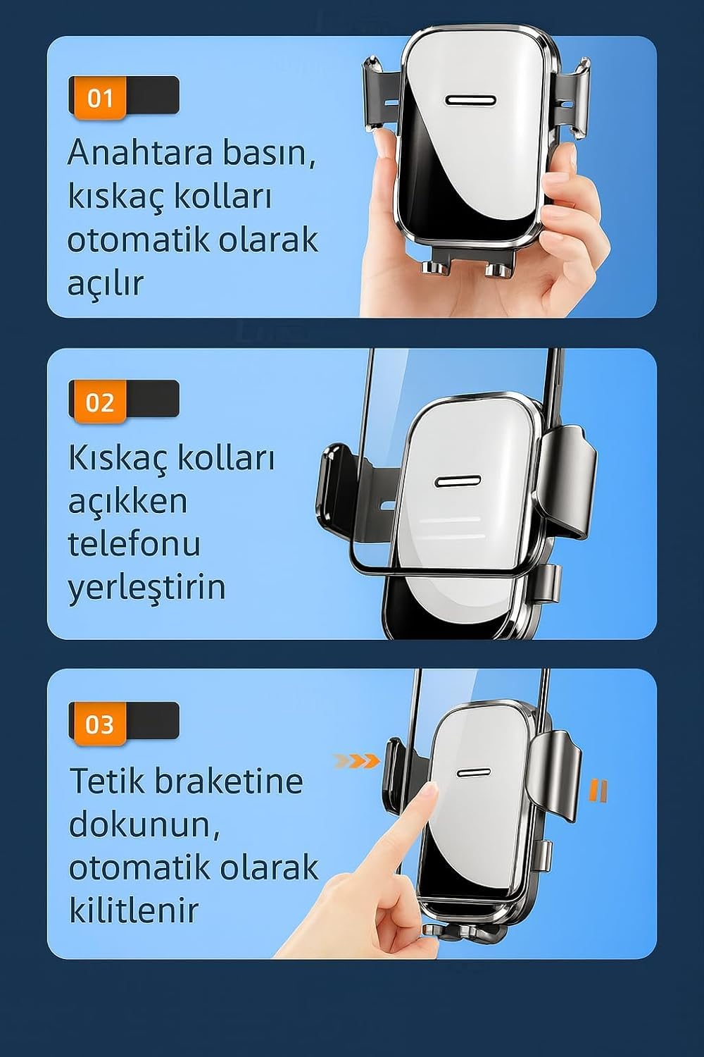 BMY Oto Aksesuar Torpido Üstü Vakumlu Araç Telefon Tutucu 360° Ayarlanabilir Uzun Kollu