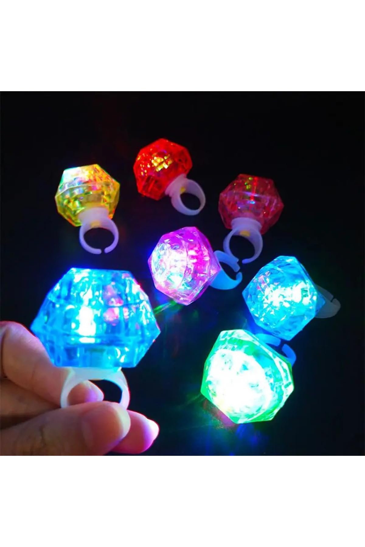 MiyanGo(4227) Kristal LED Parti Yüzük Seti 6 lı Çok Renkli