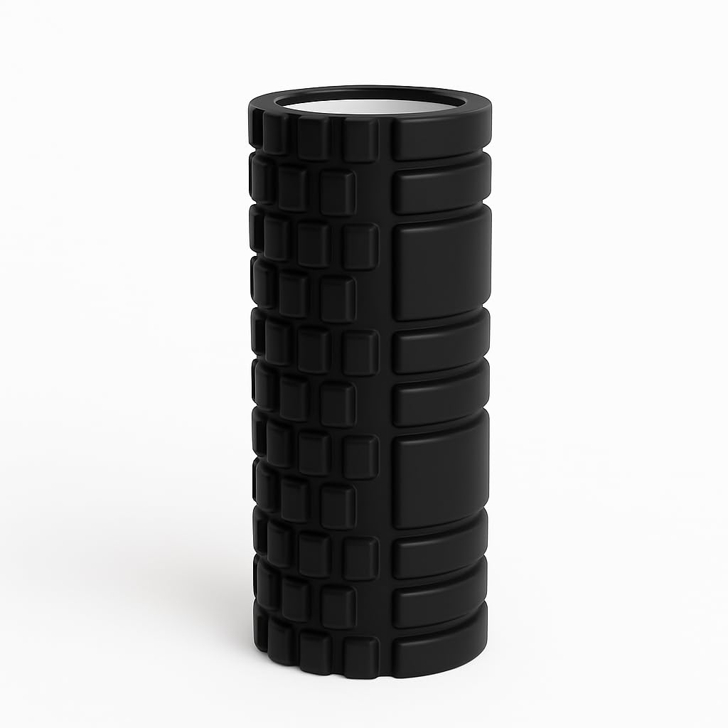 SUNYOGA Foam Roller Masaj Rulosu – Yoga, Pilates, Fitness ve Fizyoterapi İçin EVA Köpük Masaj Aleti (33x14 cm) (Siyah)