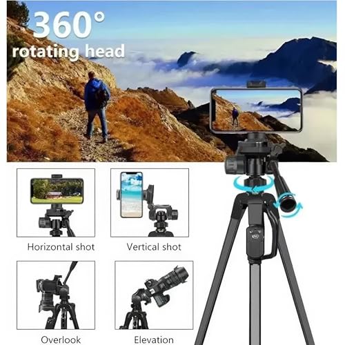 Infomax® Profesyonel Tripod 150 cm, 3 Yönlü ve 360° Döner Kafa,Katlanabilir Tripod Telefon Tutucu, B