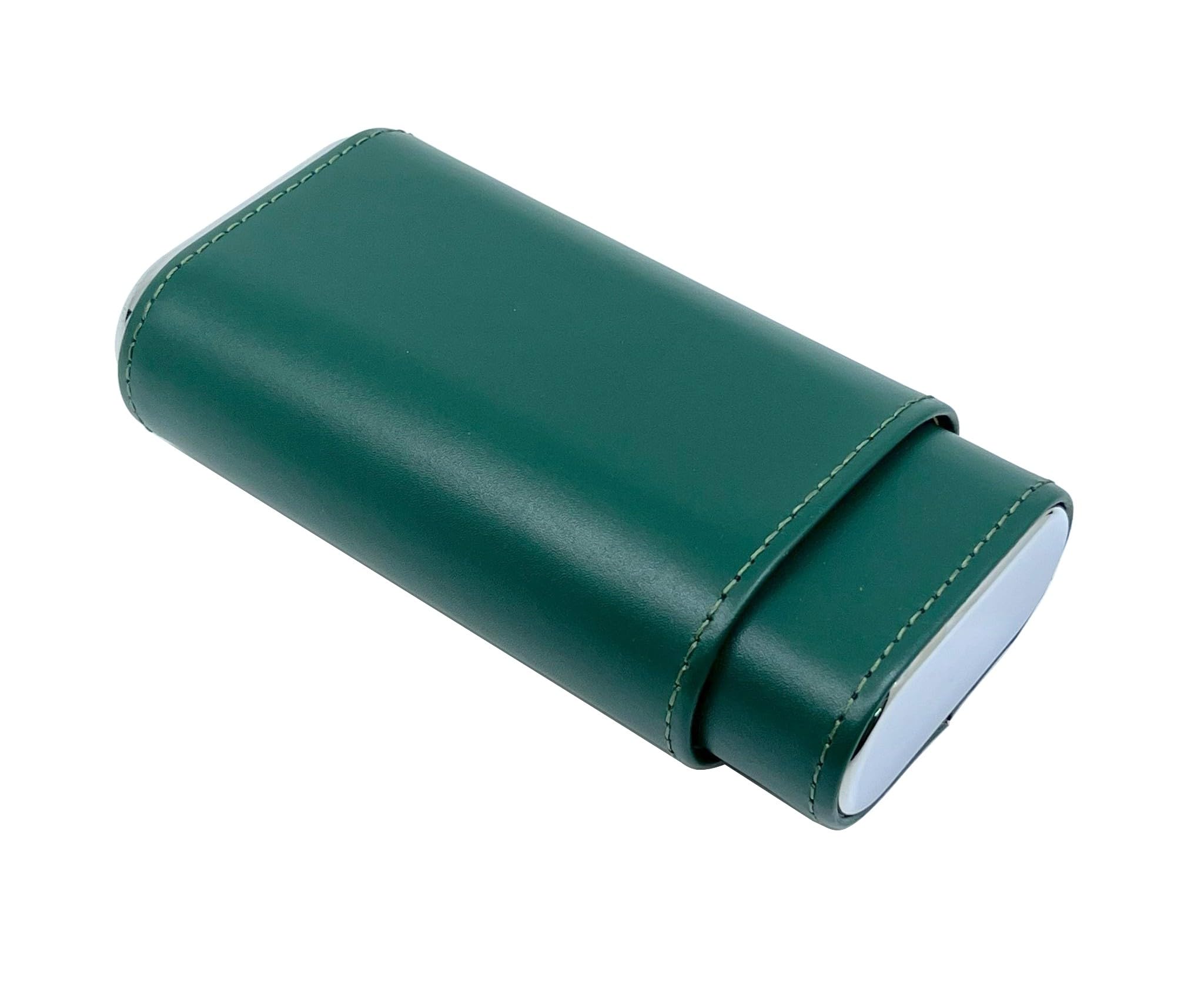 FireBird Deri Puro Kılıfı/Seyahat Humidoru 2'li - Yeşil/Gümüş Rengi