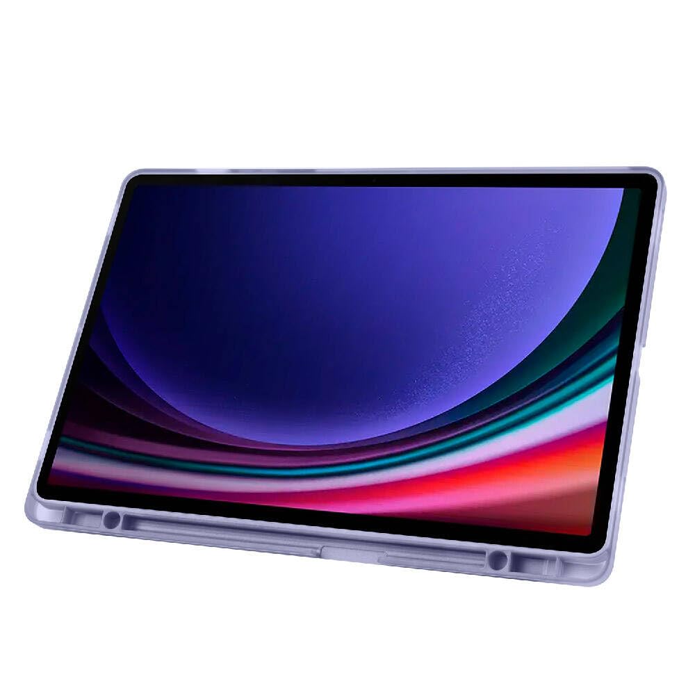 Tiyen Samsung Galaxy Tab S9 Plus / S9 FE Plus ile Uyumlu Kılıf Kalem Bölmeli Tri Folding Katlanabilir Standlı PU Deri Yumuşak Silikon, Tablet Kapak [Akıllı Kapak, Uyku Modlu] - Mor