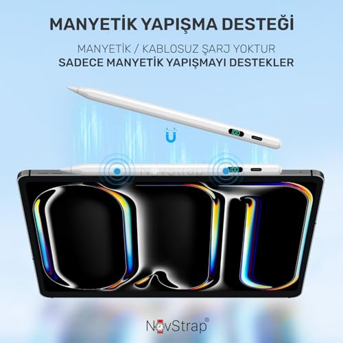 NovStrap iPad A16 11 Nesil 10. Nesil 10.9 ile Uyumlu Dokunmatik Tablet Kalemi Pen DZ915 Şarj Ekranlı Avuç İçi Reddi Stylus