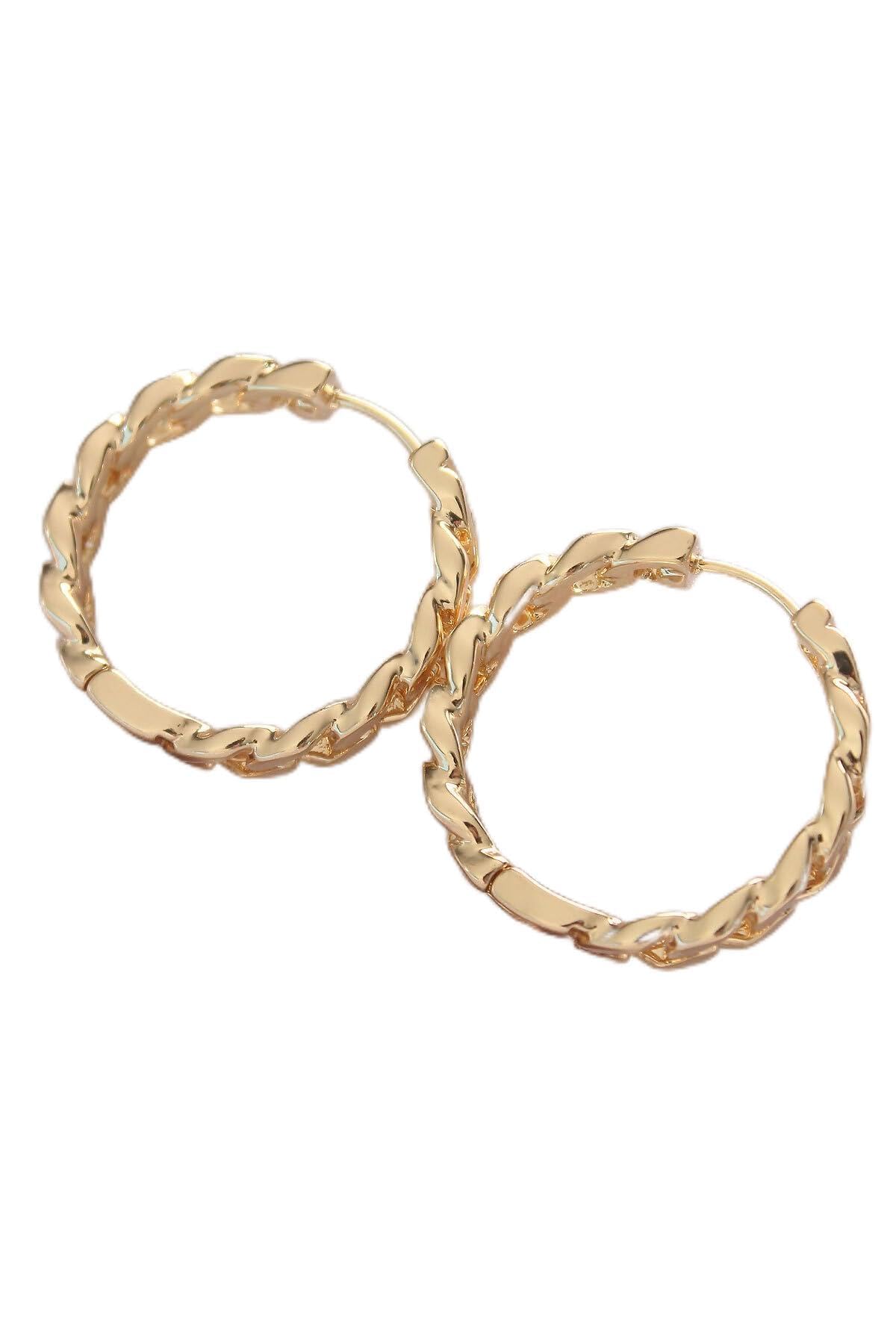 MiyanGo(3485) Pirinç Gold Renk Zincir Model Halka Küpe - TJ-BKP8970 Çok Renkli