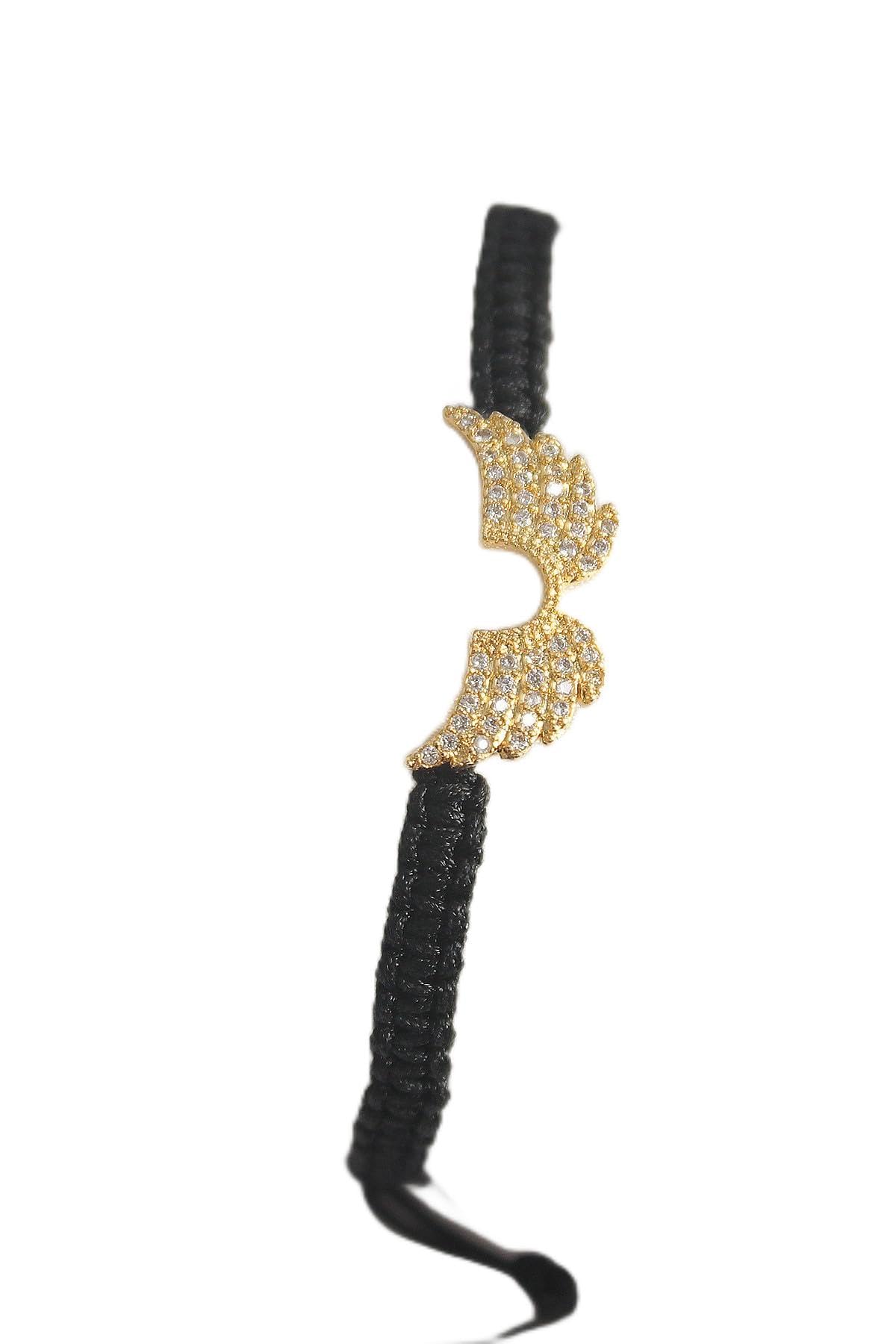 MiyanGo(2826) Pirinç Gold Renk Zirkon Taşlı Kanat Figür Asansörlü Makrome Model Kadın Bileklik - TJ-BB6803 Çok Renkli Tek Ebat