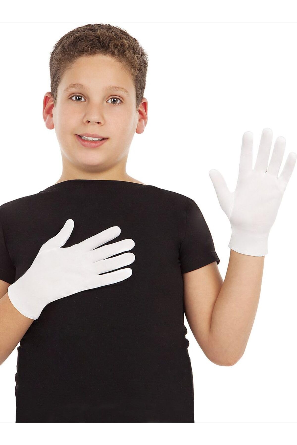 MiyanGo(4084) Beyaz Renk Çocuk Boy Likralı Pandomim Eldiveni Çok Renkli