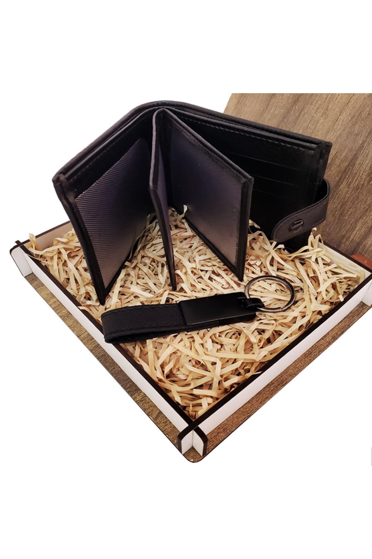 MiyanGo(5239) Cüzdan Anahtarlık Ahşap Kutulu Set