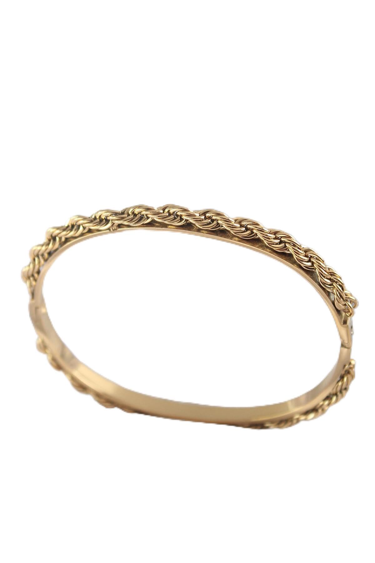 MiyanGo(2959) 316L Çelik Gold Renk Burgu Zincir Model Kadın Kelepçe - TJ-BB5904 standart Tek Ebat