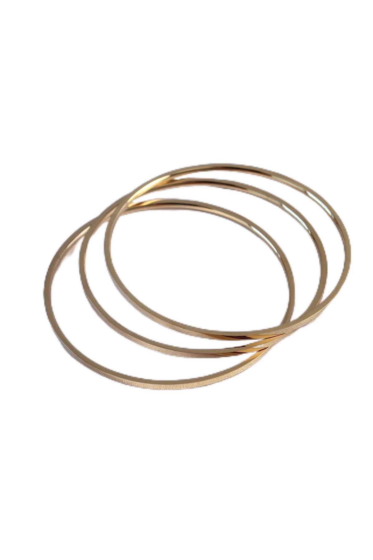 MiyanGo(691) 316L Çelik Gold Renk Ajda Model Kadın 60 mm Bilezik - TJ-BB5360 TEK RENK Tek Ebat