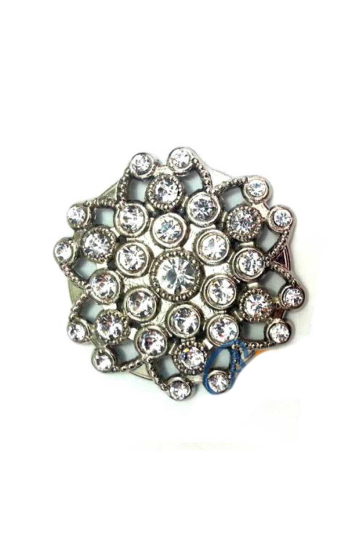MiyanGo(8617) Taşlı Yuvarlak Broş, Sandık Süsü 4,5 cm - Nikel, 1 Adet