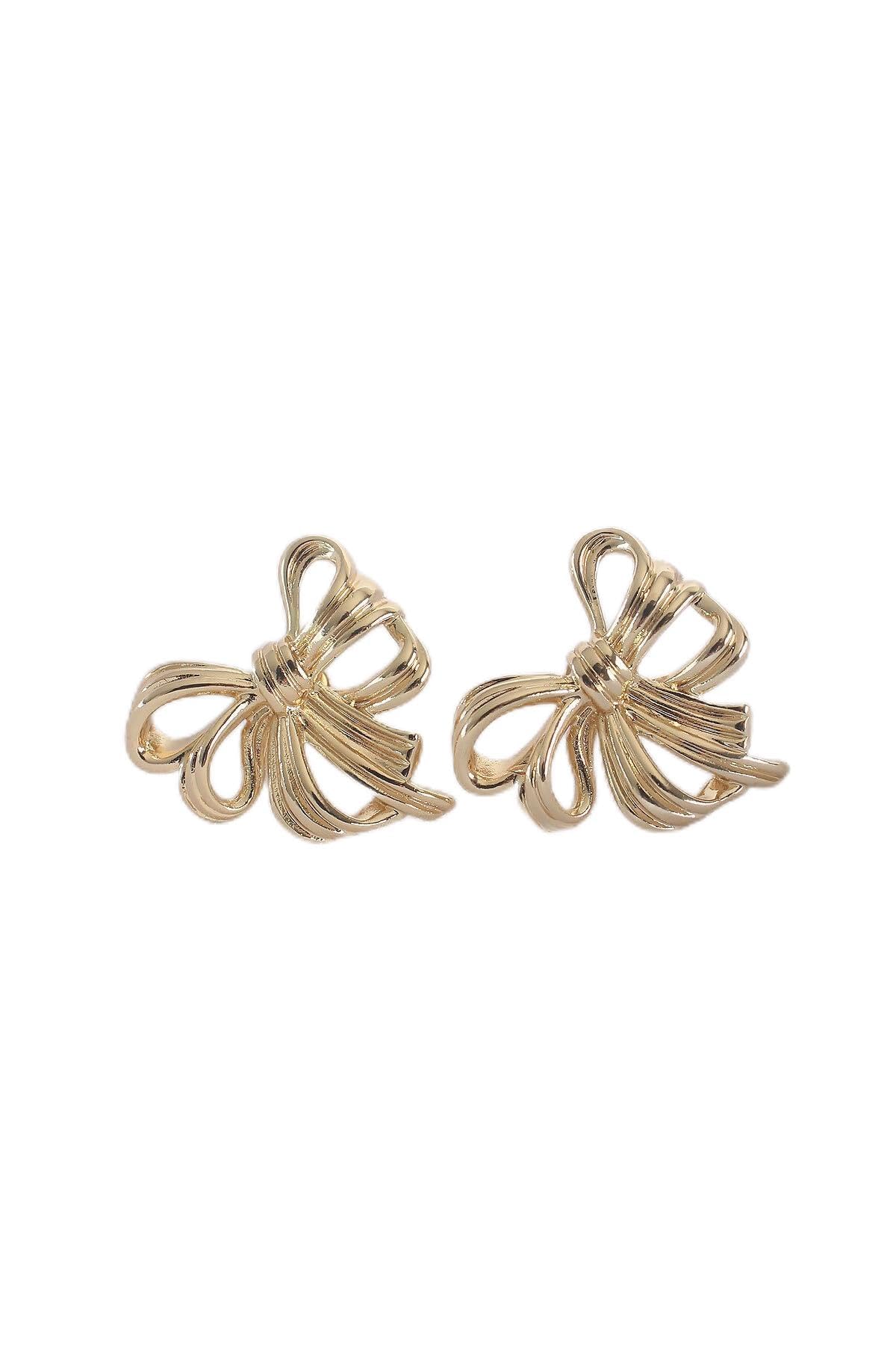 MiyanGo(3490) Pirinç Gold Renk Fiyonk Küpe - TJ-BKP8944 Çok Renkli