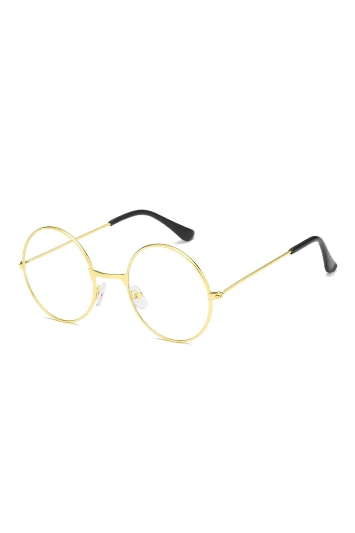 MiyanGo(6774) Yuvarlak Cam John Lennon Tarzı Hippi İmaj Gold Çerçeveli Şeffaf Gözlük