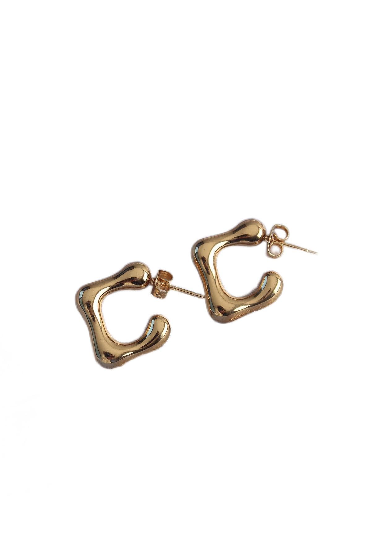 MiyanGo(3462) 316L Çelik Gold Renk İçi Boş Bubble Kalp Küpe - TJ-BKP9051 Çok Renkli