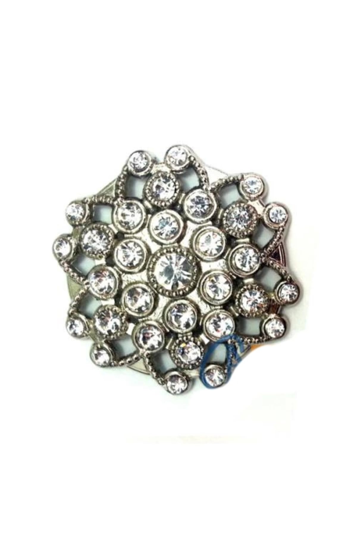MiyanGo(5767) Taşlı Yuvarlak Broş, Sandık Süsü 4,5 cm - Nikel, 10 Adet