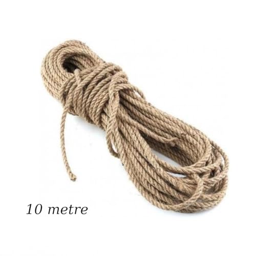 10 Metre Doğal Jüt İp – Hasır Dekoratif İp | El Sanatları, Paketleme, Bahçe ve Hobi Kullanımı İçin Dayanıklı Halat