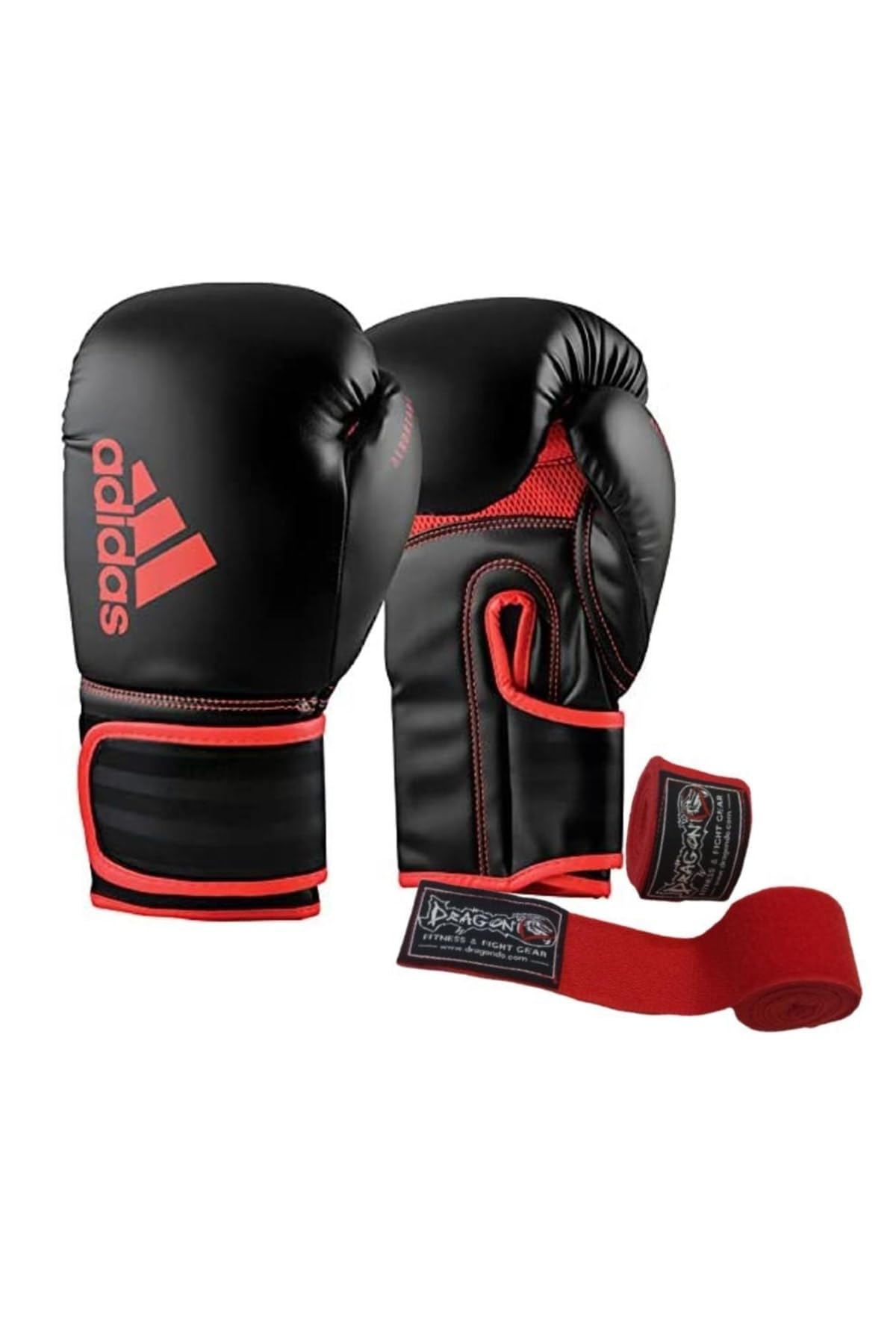 Adidas Hybrid80 Kırmızı-Siyah Boks Eldiveni Ve Dragondo Bandajı Set Seti Kırmızı-Siyah 8 Oz