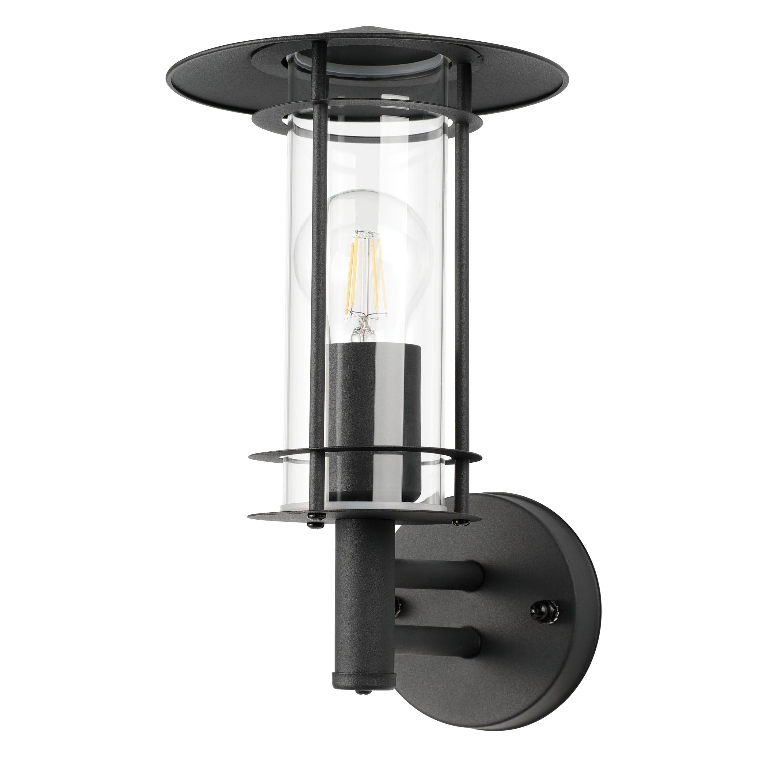 Eglo 30581 Dış Mekan ” Lısıo 1 ” Siyah Paslanmaz Çelik Duvar Aplik Aydınlatma E27 Max: 1X60W Ip44 Boy: 30 Cm