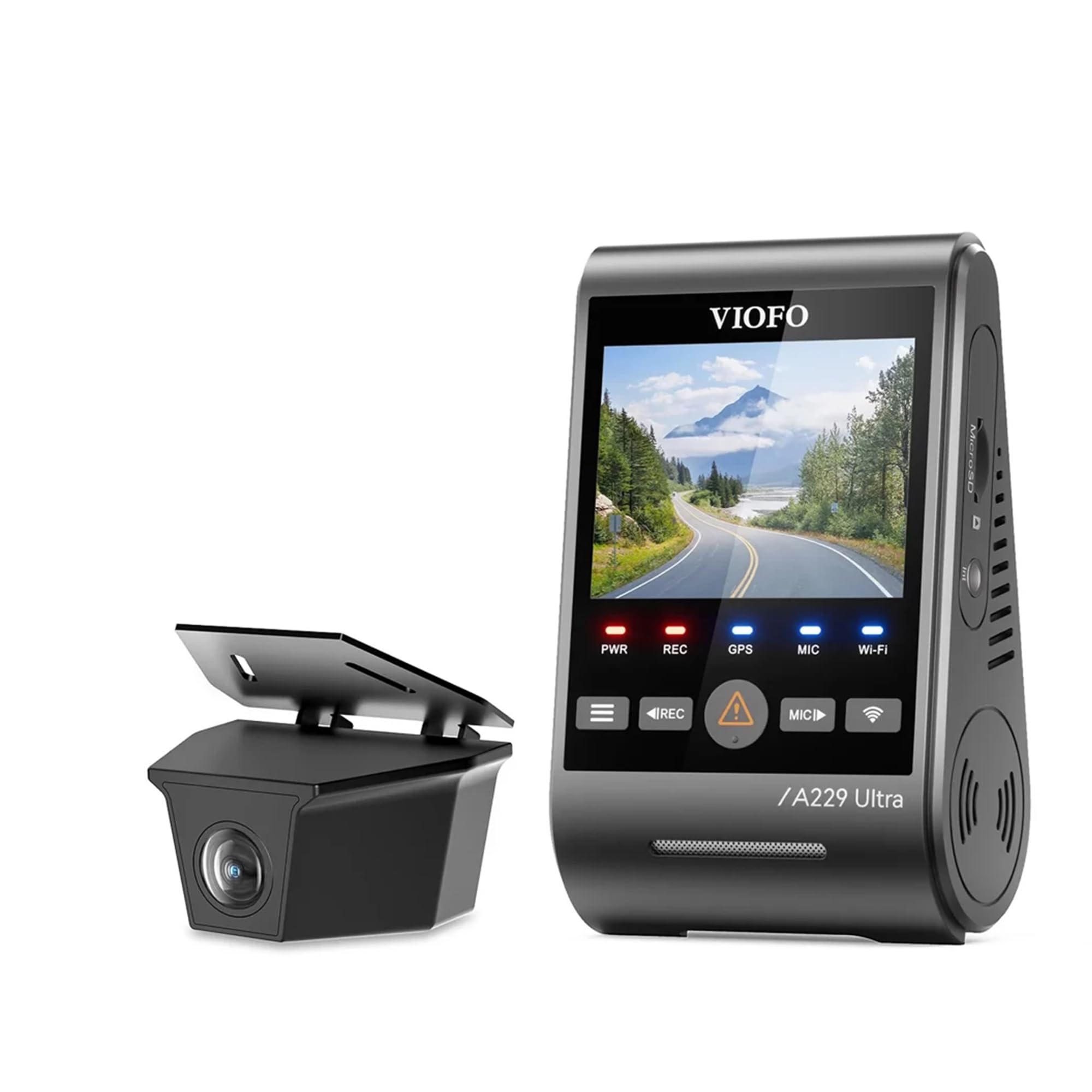 Viofo A229 Ultra-W 2 Kameralı Ön ve Arka Dış Su Geçirmez 4K+4K Sony Starvis 2 Sensörlü Dual HDR Wi-Fi 6 GPS'li Araç Kamerası
