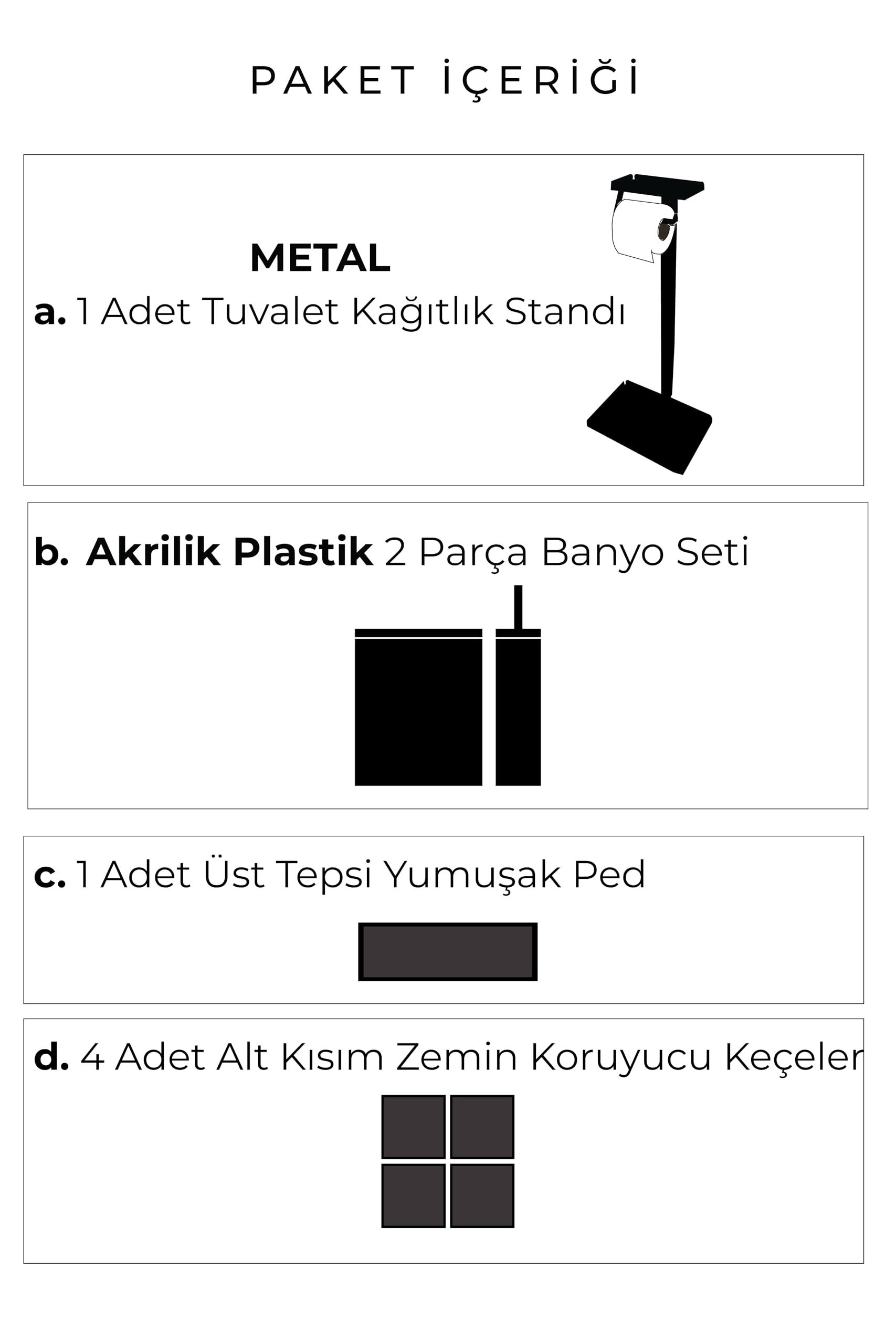 3'ü 1 Arada Banyo Seti Tuvalet Kağıtlık, Çöp Kovası Ve Tuvalet Fırça Takımı Set Çizgili (Siyah)