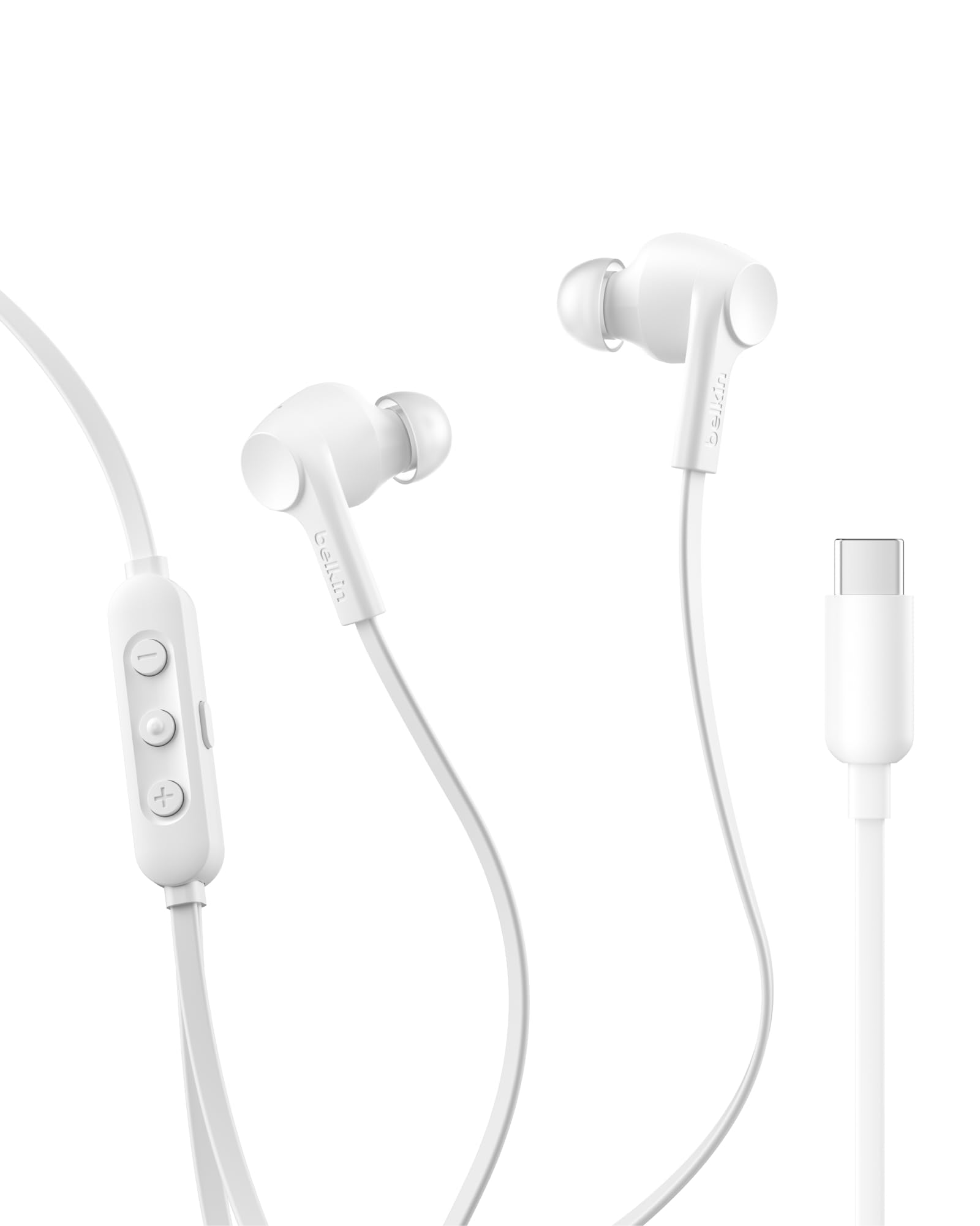 Belkin SoundForm ANC Kulaklık, USB-C Bağlantılı, Mikrofonlu Kulakiçi Kulaklıklar, iPhone 17, iPhone 16, iPad Mini, Galaxy S25, Google Pixel 10, Android ve Daha Fazlası için, Beyaz