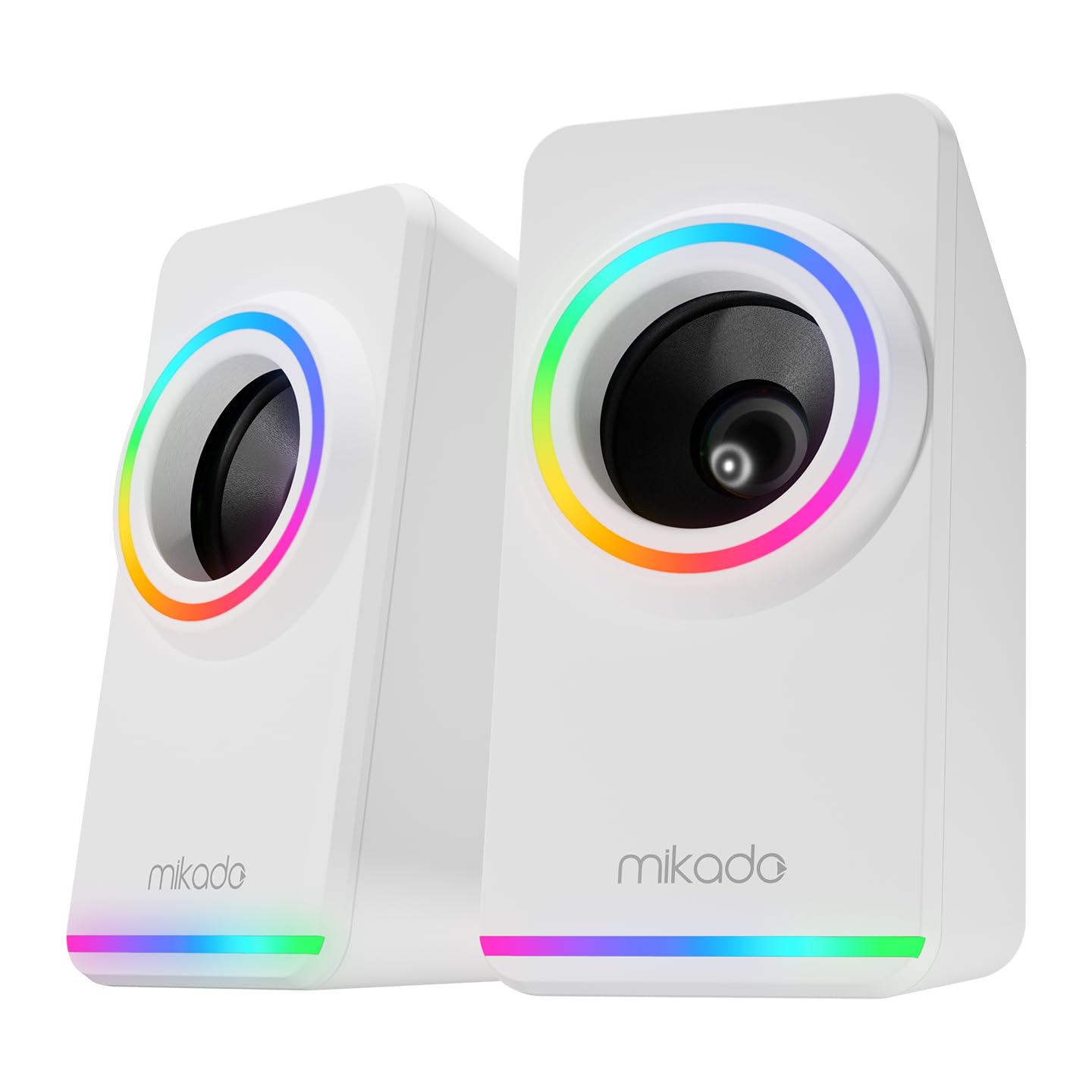 Mikado MD-182 2.0 3W*2 RGB Aydınlatmalı USB + 3.5mm USB 5V 3.5MM AUX Girişi, Ses Kontrolü Ses Sistemleri, PC, Müzik Çalarlar Speaker USB Port 2 x 2 Hoparlör (BEYAZ)