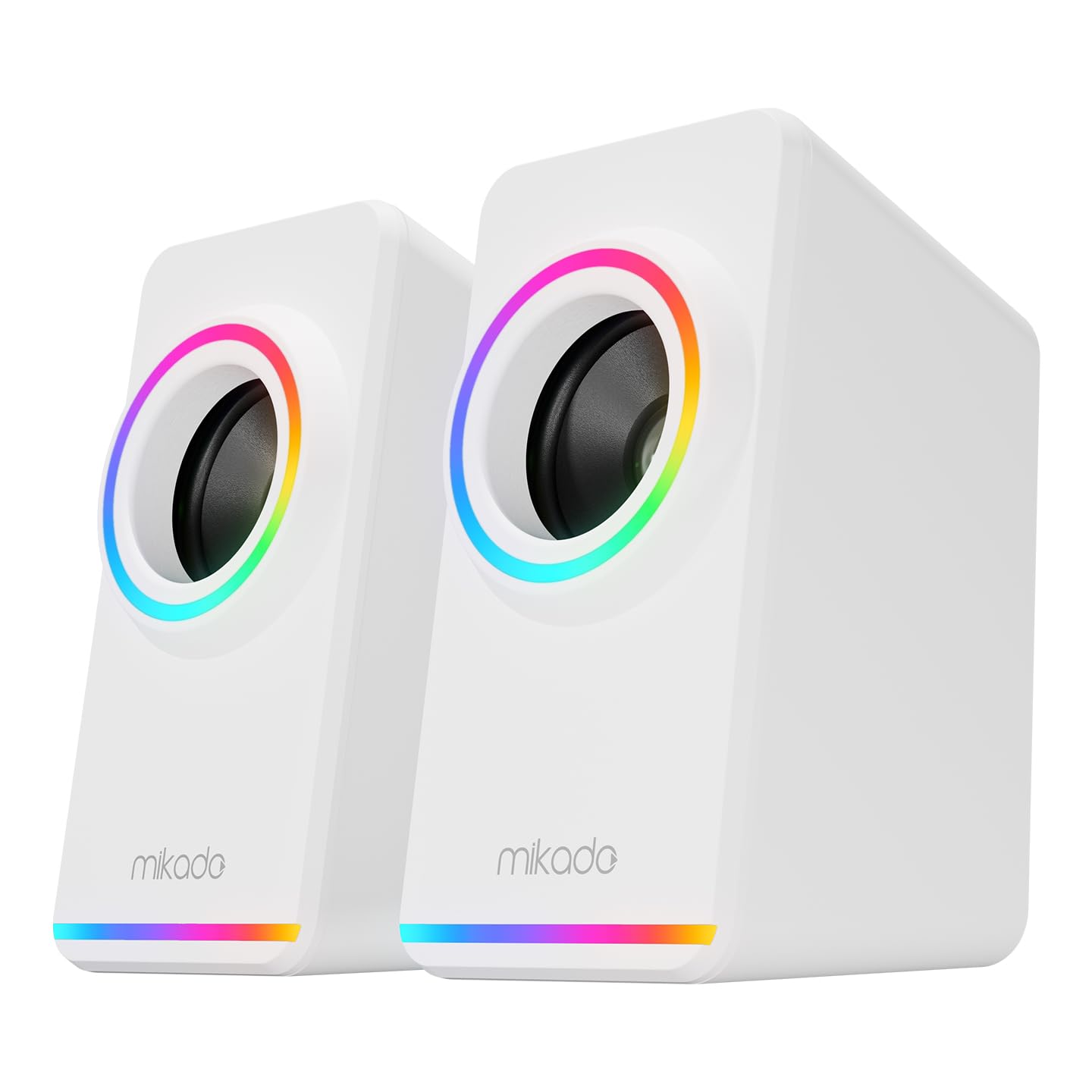 Mikado MD-182 2.0 3W*2 RGB Aydınlatmalı USB + 3.5mm USB 5V 3.5MM AUX Girişi, Ses Kontrolü Ses Sistemleri, PC, Müzik Çalarlar Speaker USB Port 2 x 2 Hoparlör (BEYAZ)