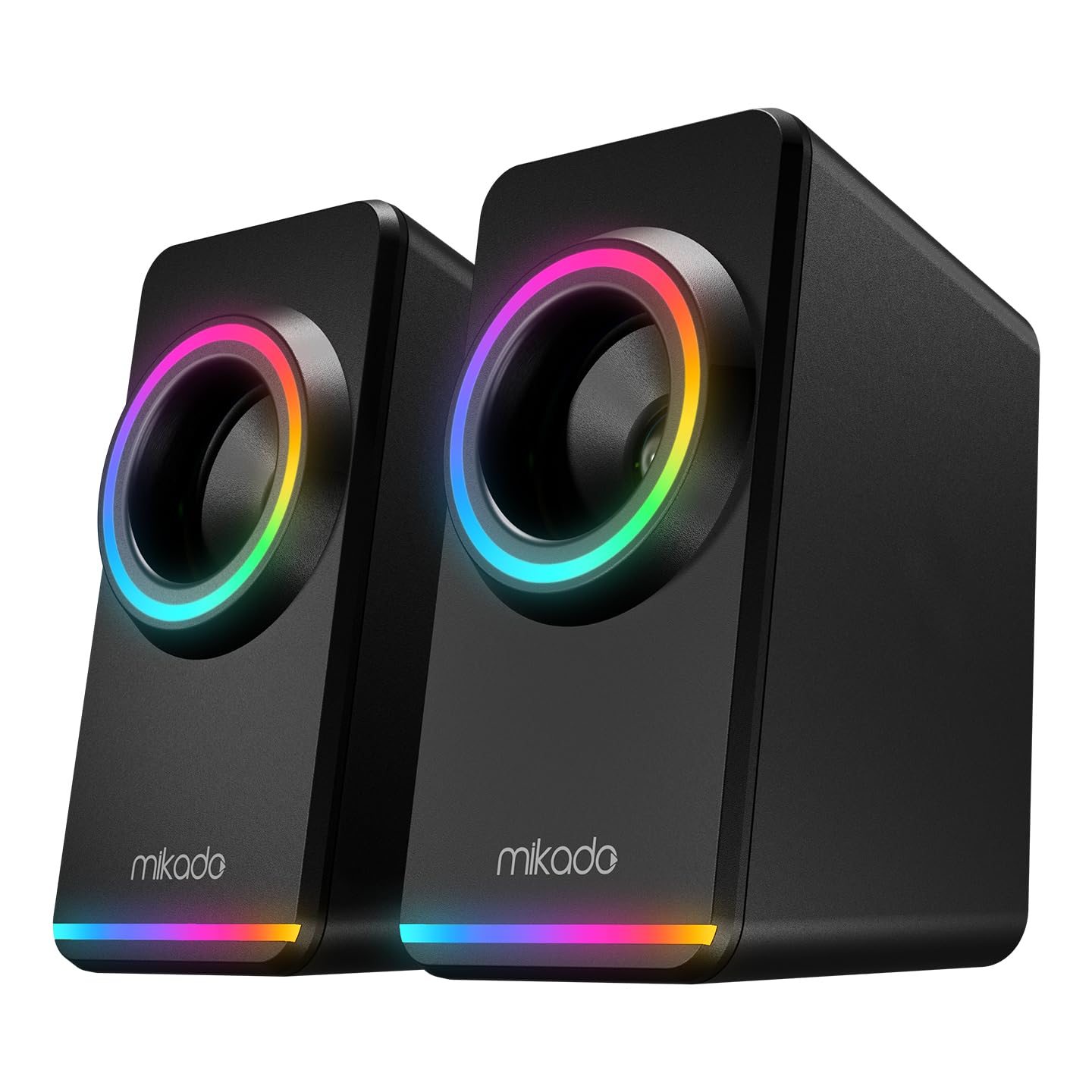 Mikado MD-182 2.0 3W*2 RGB Aydınlatmalı USB + 3.5mm USB 5V 3.5MM AUX Girişi, Ses Kontrolü Ses Sistemleri, PC, Müzik Çalarlar Speaker USB Port 2 x 2 Hoparlör (SİYAH)