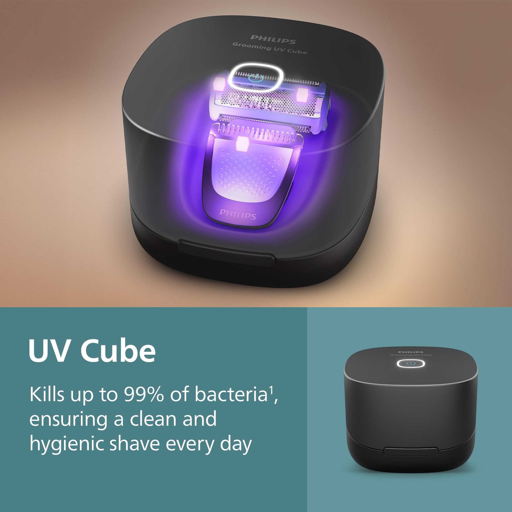 Philips Norelco Body Groomer 9000 Serisi, Çift Yönlü Kullanım ve Su Geçirmez Islak Kuru Tıraş Makinesi Sistemi için Katlanabilir Arka Ataşman ve UV Küp Temizleyici, BG9485/50