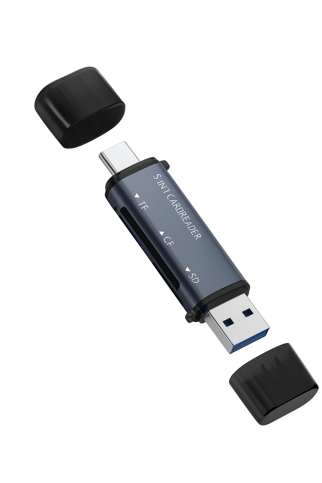 Kyrotech Premium 5-in-1 USB & Type-C Kart Okuyucu, SD, TF, Micro SD, CF, MS Kart Desteği, 480MB/s Hız, Plug Play, Metal Kasa, Toz Geçirmez Tasarım Telefon, Tablet, PC Uyumlu Card Reader