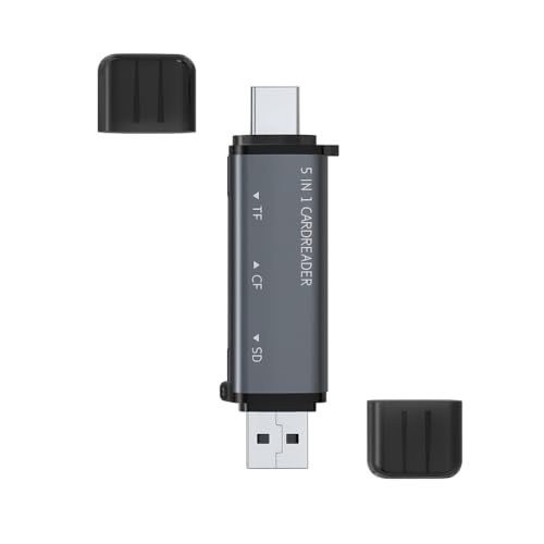 Kyrotech Premium 5-in-1 USB & Type-C Kart Okuyucu, SD, TF, Micro SD, CF, MS Kart Desteği, 480MB/s Hız, Plug Play, Metal Kasa, Toz Geçirmez Tasarım Telefon, Tablet, PC Uyumlu Card Reader